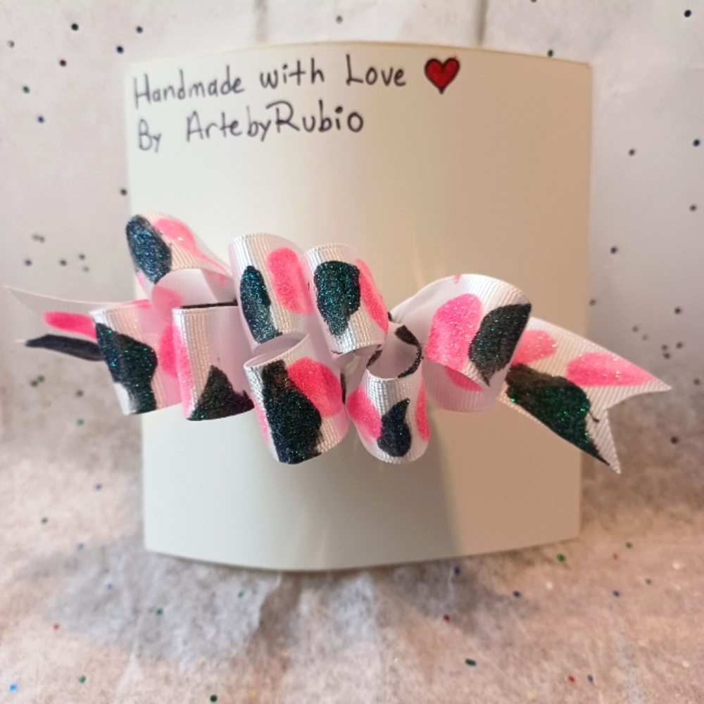 Handcrafted Hair Bow For Girls Black/Pink